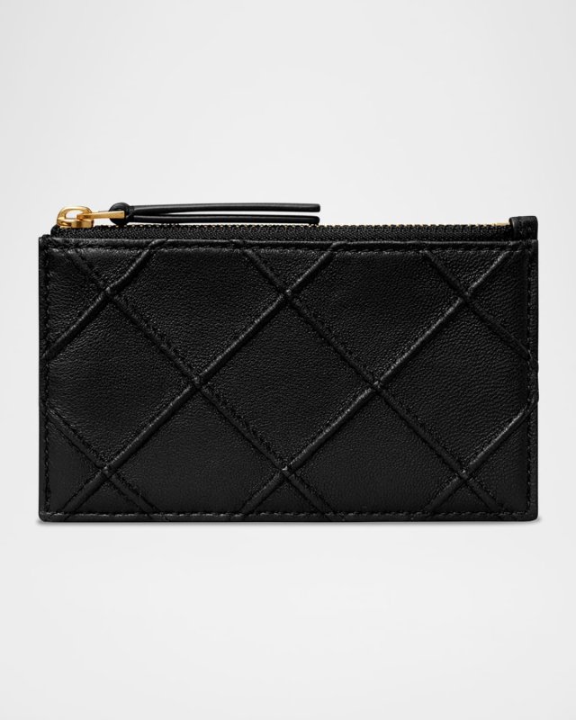 Fleming Quilted Leather Zip Card Case